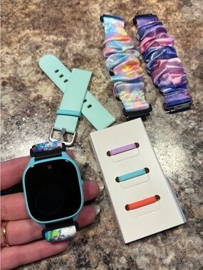 Kids Silicone Smartwatch Band and Scrunchie Strap Set - Mint and Multicolor